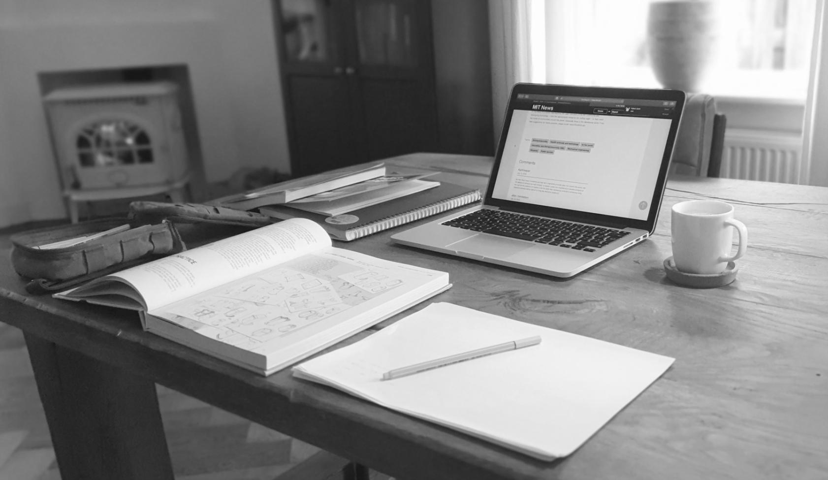 Financial analysis workspace with charts and data